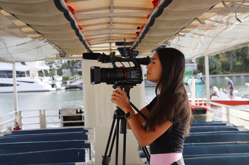 Elly Burns on set as a News Producer at WCBD News 2
